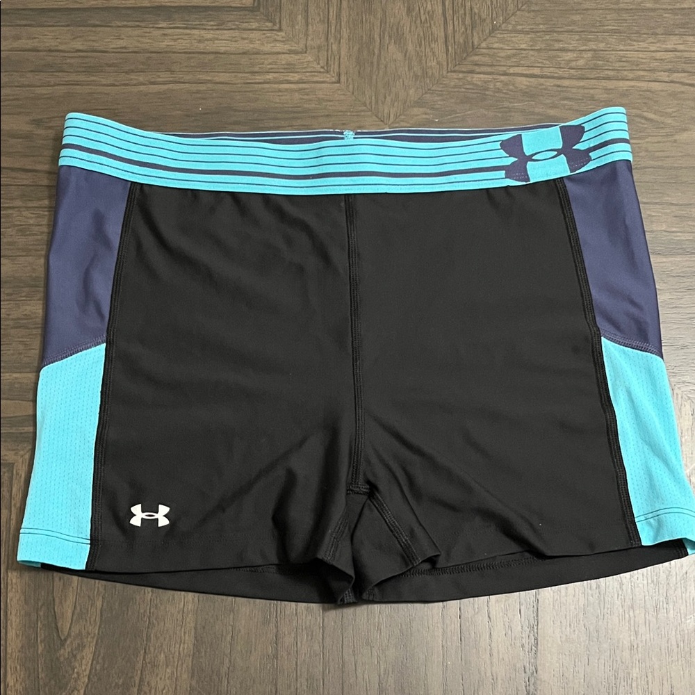 Under Armour Black and Blue Athletic Spandex Shorts